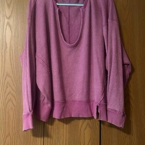 Free People Pink Ribbed Sweater